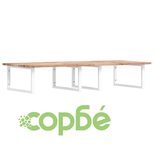 Стенен рафт за мивка, стомана и масивно дърво акация ➤ топ цена ➤ sorbe.bg