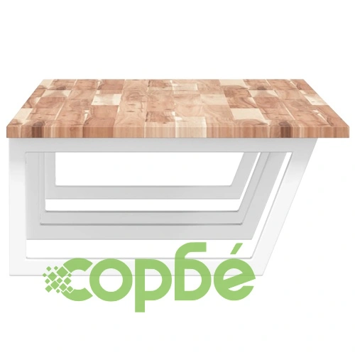 Стенен рафт за мивка, стомана и масивно дърво акация ➤ топ цена ➤ sorbe.bg