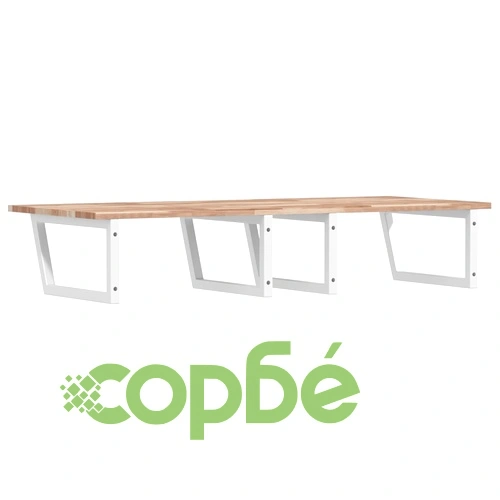 Стенен рафт за мивка, стомана и масивно дърво акация ➤ топ цена ➤ sorbe.bg