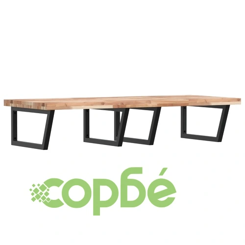 Стенен рафт за мивка, стомана и масивно дърво акация ➤ топ цена ➤ sorbe.bg