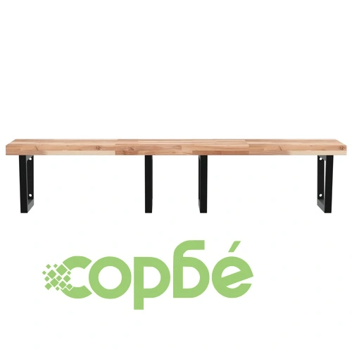 Стенен рафт за мивка, стомана и масивно дърво акация ➤ топ цена ➤ sorbe.bg