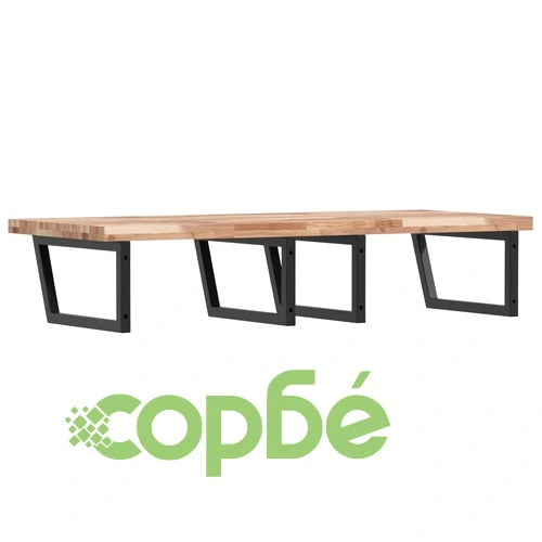 Стенен рафт за мивка, стомана и масивно дърво акация ➤ топ цена ➤ sorbe.bg