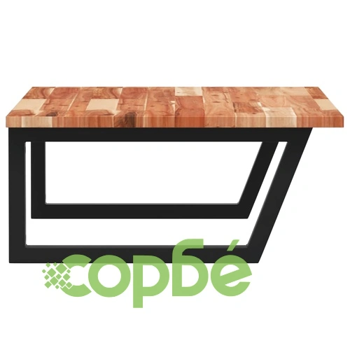 Стенен рафт за мивка, стомана и масивно дърво акация ➤ топ цена ➤ sorbe.bg