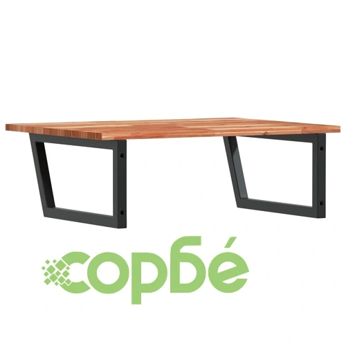 Стенен рафт за мивка, стомана и масивно дърво акация ➤ топ цена ➤ sorbe.bg