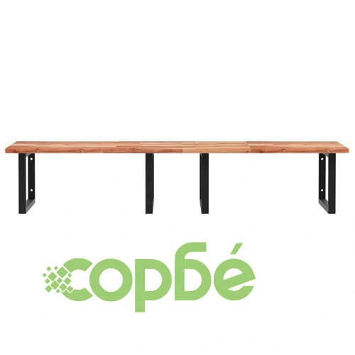 Стенен рафт за мивка, стомана и масивно дърво акация ➤ топ цена ➤ sorbe.bg