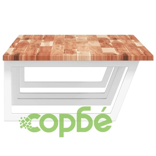 Стенен рафт за мивка, стомана и масивно дърво акация ➤ топ цена ➤ sorbe.bg