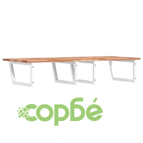 Стенен рафт за мивка, стомана и масивно дърво акация ➤ топ цена ➤ sorbe.bg