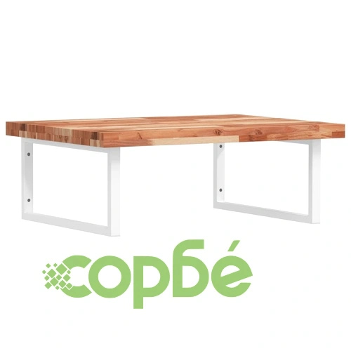 Стенен рафт за мивка, стомана и масивно дърво акация ➤ топ цена ➤ sorbe.bg