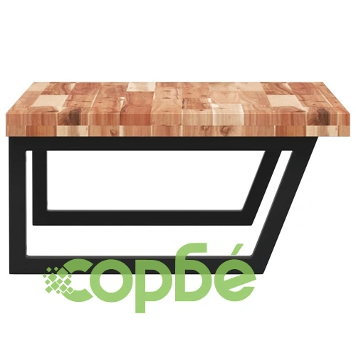 Стенен рафт за мивка, стомана и масивно дърво акация ➤ топ цена ➤ sorbe.bg