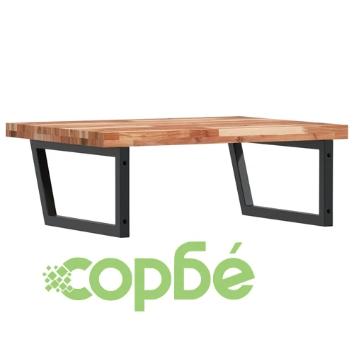 Стенен рафт за мивка, стомана и масивно дърво акация ➤ топ цена ➤ sorbe.bg