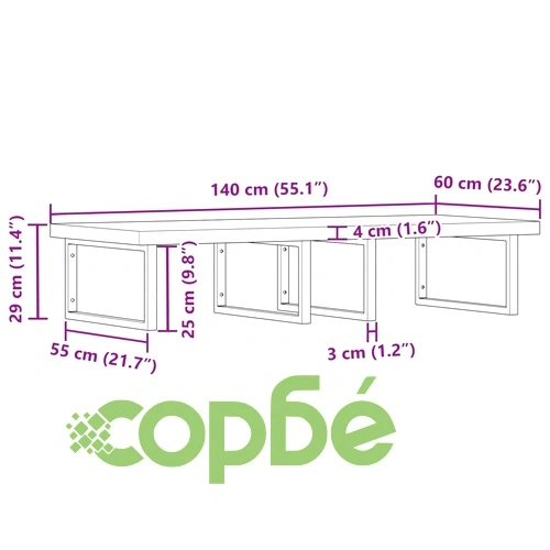 Стенен рафт за мивка, стомана и масивно дърво акация ➤ топ цена ➤ sorbe.bg