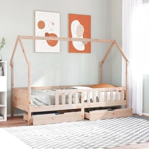 Детско легло рамка с чекмеджета без матрак 90x190 см бор масив