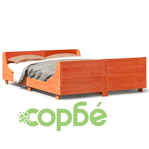 Рамка за легло без матрак, восъчнокафяв, 160x200 см, бор масив ➤ топ цена ➤ sorbe.bg