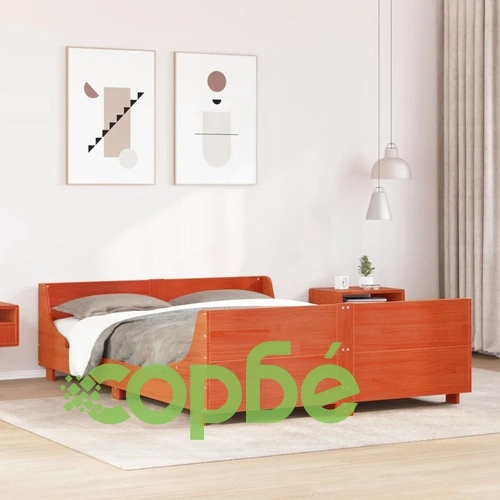Рамка за легло без матрак, восъчнокафяв, 160x200 см, бор масив ➤ топ цена ➤ sorbe.bg
