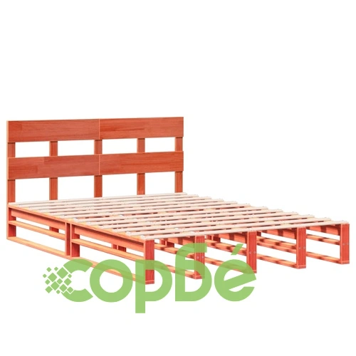 Рамка за легло без матрак, восъчнокафяв, 140x190 см, бор масив ➤ топ цена ➤ sorbe.bg