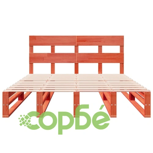 Рамка за легло без матрак, восъчнокафяв, 140x190 см, бор масив ➤ топ цена ➤ sorbe.bg