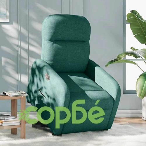 Електрически изправящ реклайнер стол, тъмнозелен, текстил ➤ топ цена ➤ sorbe.bg