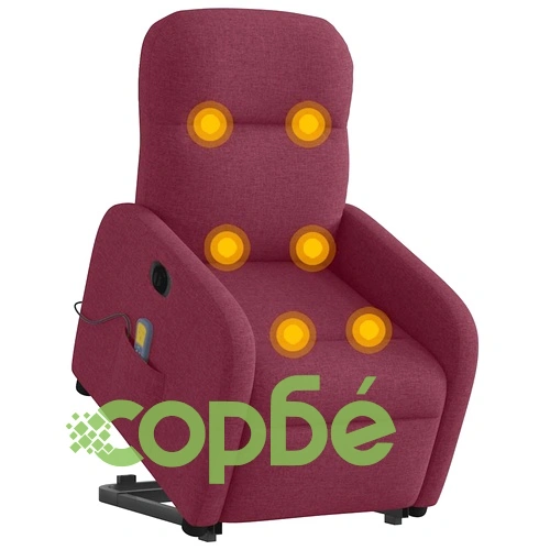 Електрически изправящ масажен реклайнер виненочервен текстил ➤ топ цена ➤ sorbe.bg