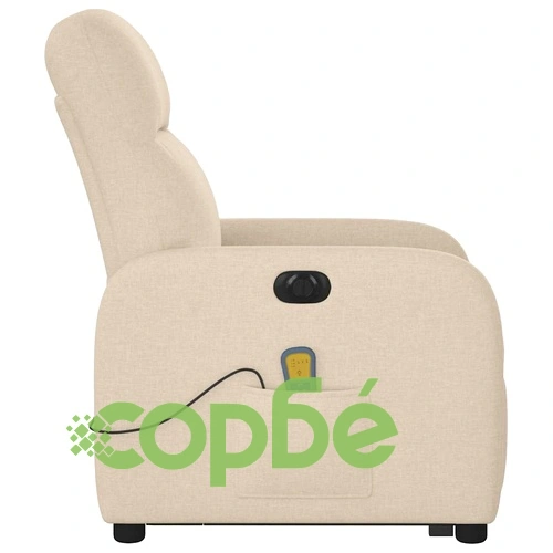 Електрически изправящ масажен реклайнер стол кремав текстил ➤ топ цена ➤ sorbe.bg