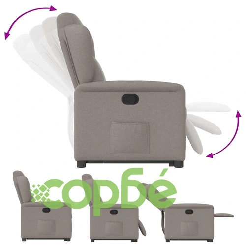 Изправящ реклайнер стол, таупе, текстил ➤ топ цена ➤ sorbe.bg