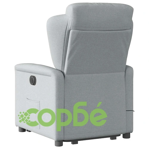 Изправящ масажен реклайнер стол, светлосив, текстил ➤ топ цена ➤ sorbe.bg