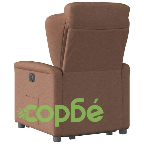 Електрически изправящ реклайнер стол, кафяв, текстил ➤ топ цена ➤ sorbe.bg