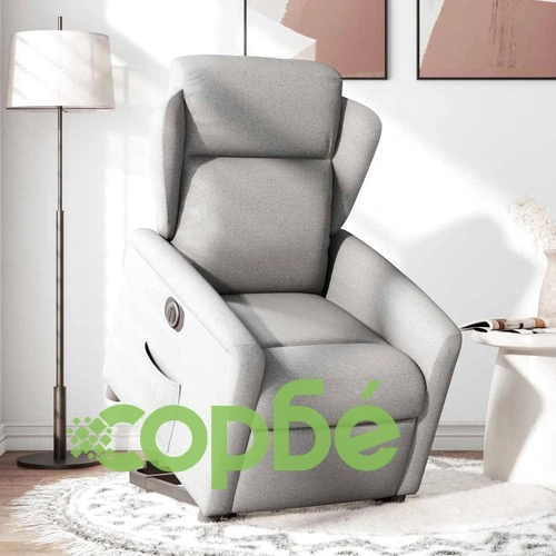 Електрически изправящ реклайнер стол, облачно сив, текстил ➤ топ цена ➤ sorbe.bg