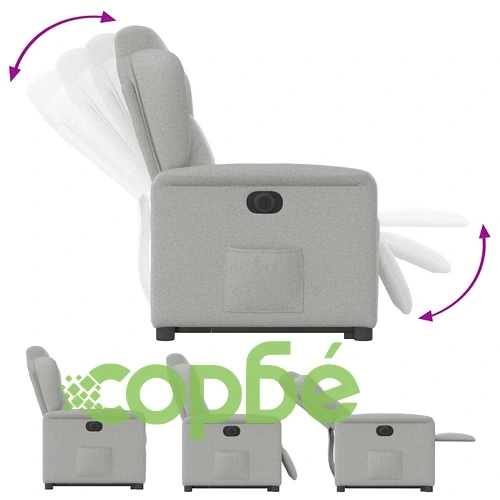 Електрически изправящ реклайнер стол, облачно сив, текстил ➤ топ цена ➤ sorbe.bg