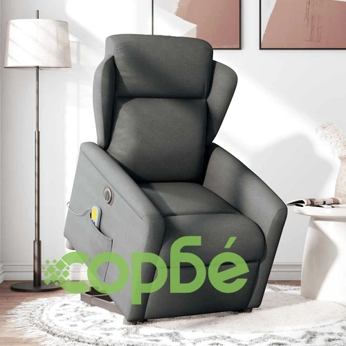 Електрически изправящ масажен реклайнер стол тъмносив текстил ➤ топ цена ➤ sorbe.bg