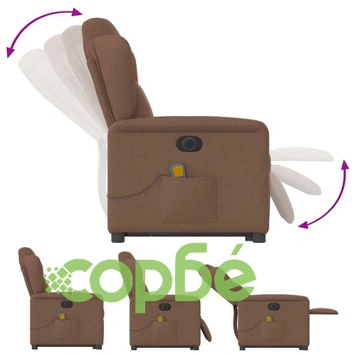 Електрически изправящ масажен реклайнер стол кафяв текстил ➤ топ цена ➤ sorbe.bg