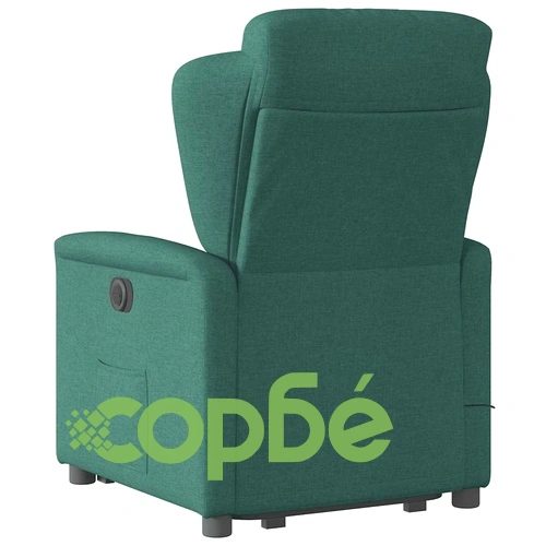 Електрически изправящ масажен реклайнер стол тъмнозелен текстил ➤ топ цена ➤ sorbe.bg