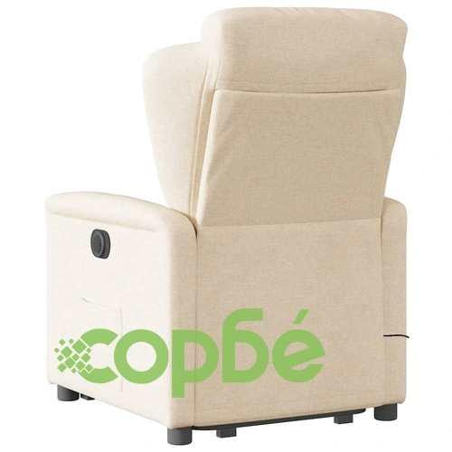 Електрически изправящ масажен реклайнер стол кремав текстил ➤ топ цена ➤ sorbe.bg