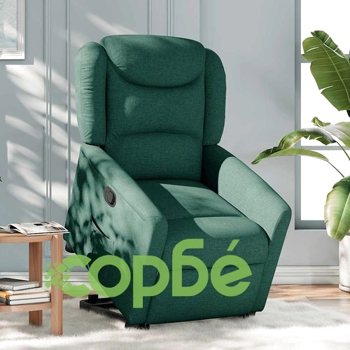Изправящ реклайнер стол, тъмнозелен, текстил ➤ топ цена ➤ sorbe.bg