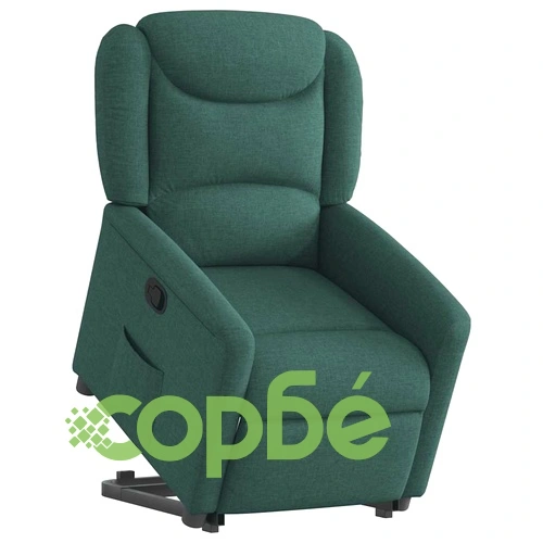 Изправящ реклайнер стол, тъмнозелен, текстил ➤ топ цена ➤ sorbe.bg