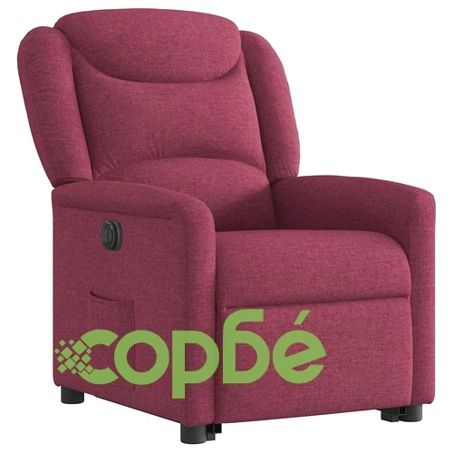 Електрически изправящ реклайнер стол, виненочервен, текстил ➤ топ цена ➤ sorbe.bg