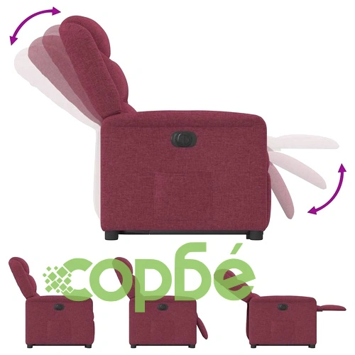 Електрически изправящ реклайнер стол, виненочервен, текстил ➤ топ цена ➤ sorbe.bg