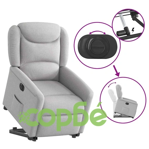 Електрически изправящ реклайнер стол, облачно сив, текстил ➤ топ цена ➤ sorbe.bg