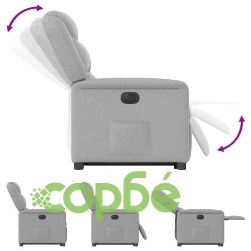 Електрически изправящ реклайнер стол, облачно сив, текстил ➤ топ цена ➤ sorbe.bg