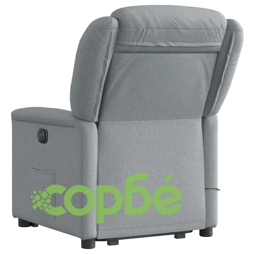 Електрически изправящ масажен реклайнер стол светлосив текстил ➤ топ цена ➤ sorbe.bg