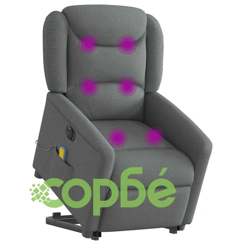 Електрически изправящ масажен реклайнер стол тъмносив текстил ➤ топ цена ➤ sorbe.bg