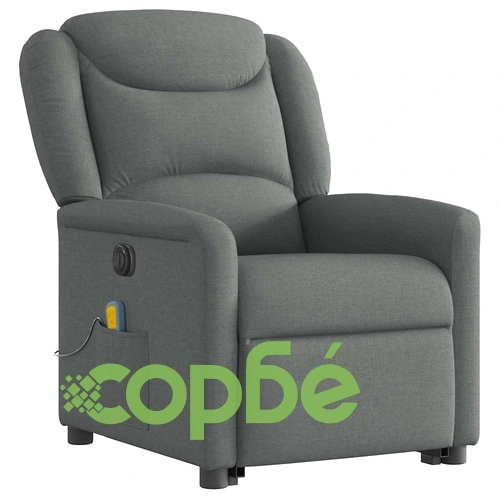 Електрически изправящ масажен реклайнер стол тъмносив текстил ➤ топ цена ➤ sorbe.bg