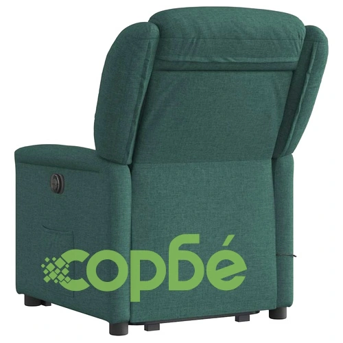 Електрически изправящ масажен реклайнер стол тъмнозелен текстил ➤ топ цена ➤ sorbe.bg