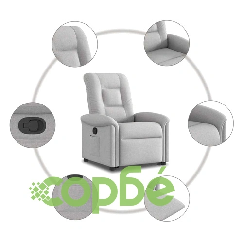Изправящ реклайнер стол, облачно сив, текстил ➤ топ цена ➤ sorbe.bg