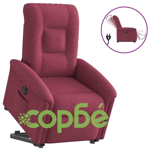 Електрически изправящ реклайнер стол, виненочервен, текстил ➤ топ цена ➤ sorbe.bg