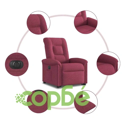 Електрически изправящ реклайнер стол, виненочервен, текстил ➤ топ цена ➤ sorbe.bg