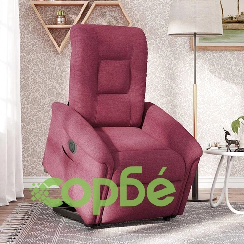 Електрически изправящ реклайнер стол, виненочервен, текстил ➤ топ цена ➤ sorbe.bg