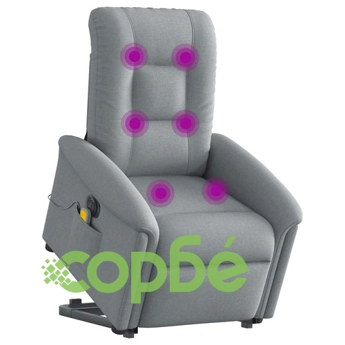 Електрически изправящ масажен реклайнер стол светлосив текстил ➤ топ цена ➤ sorbe.bg