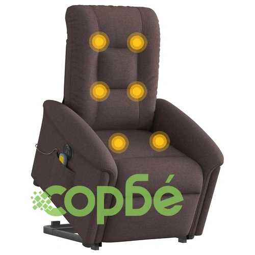 Електрически изправящ масажен реклайнер стол тъмнокафяв текстил ➤ топ цена ➤ sorbe.bg