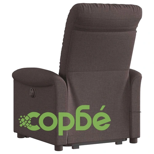 Електрически изправящ масажен реклайнер стол тъмнокафяв текстил ➤ топ цена ➤ sorbe.bg