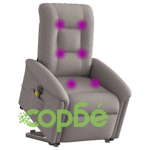 Електрически изправящ масажен реклайнер стол таупе текстил ➤ топ цена ➤ sorbe.bg